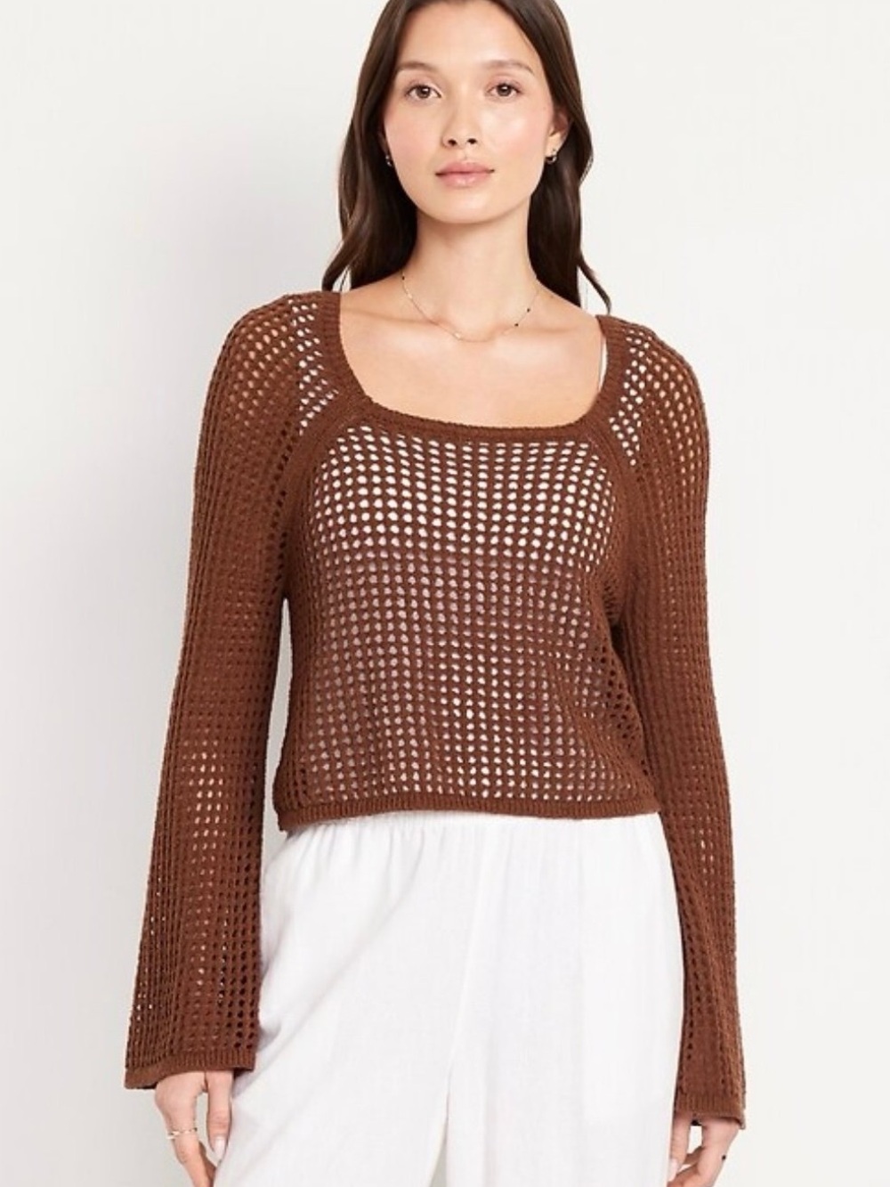 NWT Old Navy Open-Stitch Cropped Bouclé Sweater